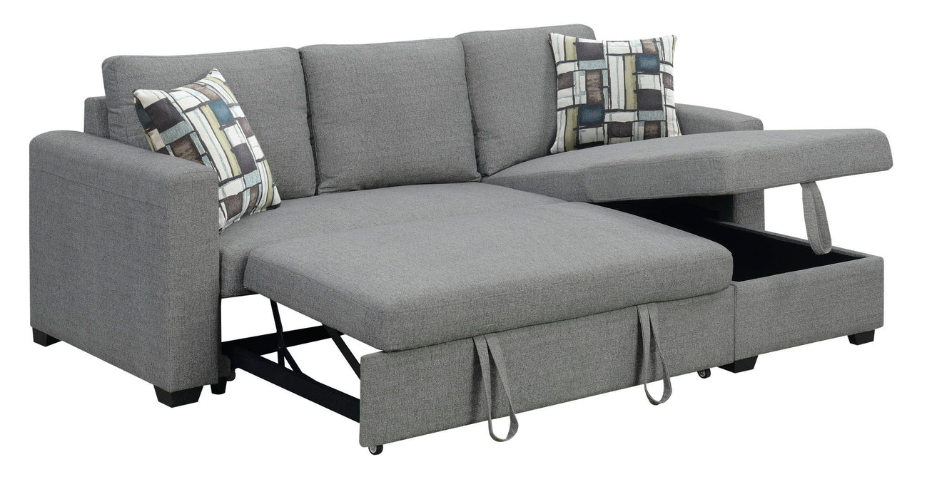 Pensole - Reversible Pop-Up Sleeper Sectional - Gray