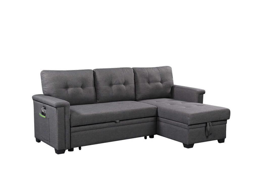 Nathan - Reversible Sleeper Sectional Sofa With Storage Chaise, USB Charging Ports And Pocket