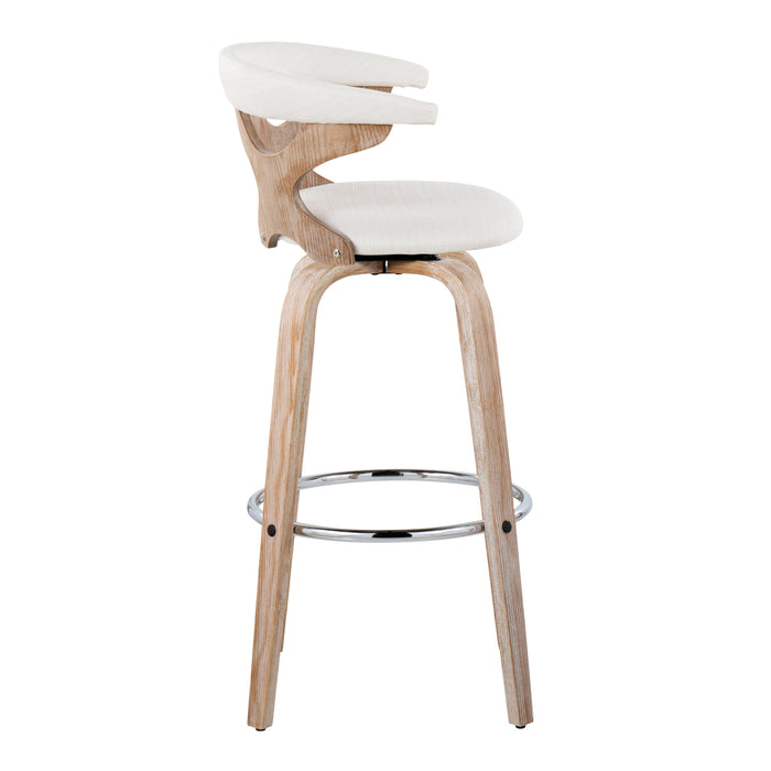 Gardenia - Contemporary Fixed Height Barstool With Swivel With Round Footrest (Set of 2)