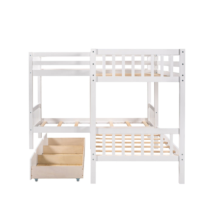 Twin L Shaped Bunk Bed With Drawers