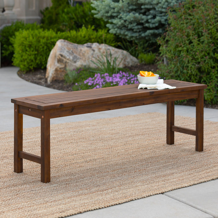 Modern Slat Top Solid Wood Patio Bench