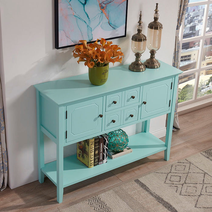 Sideboard Buffet Cabinet, Kitchen Buffet Storage Cabinet With Doors, Entryway Table Console Cabinet For Entryway Living Room - Aqua Green