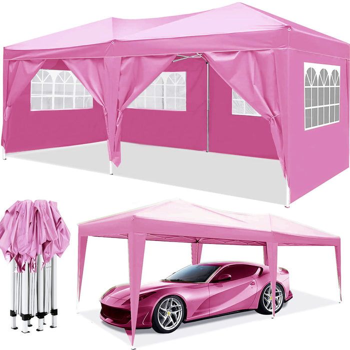 10'X20' Ez Pop Up Canopy Outdoor Portable Party Folding Tent With 6 Removable Sidewalls + Carry Bag + 4 Pieces Weight Bag