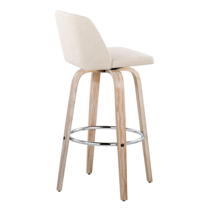 Toriano - Contemporary Fixed Height Barstool With Swivel & Round Footrest (Set of 2)