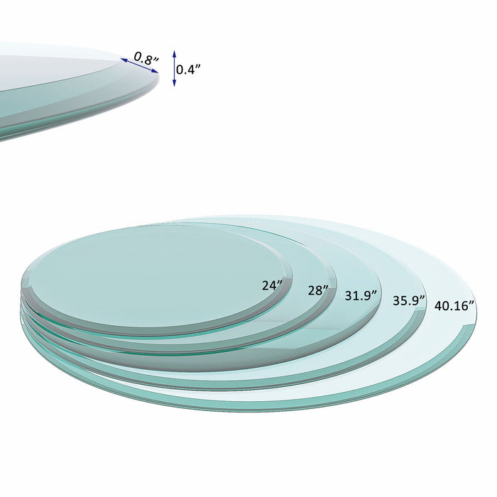 40" Round Tempered Glass Table Top Clear Glass 1 / 2" Thick Beveled Polished Edge