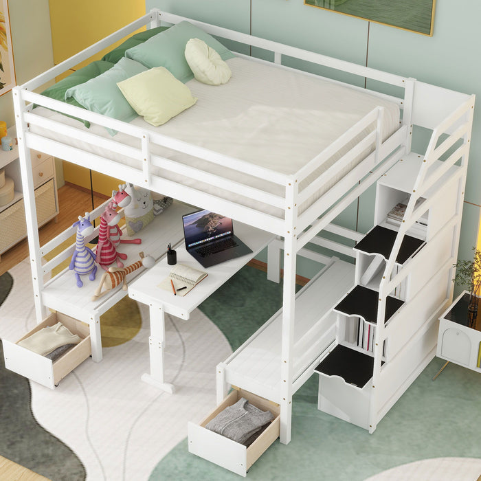 Bunk With Staircase, The Down Bed Can Be Convertible To Seats And Table Set