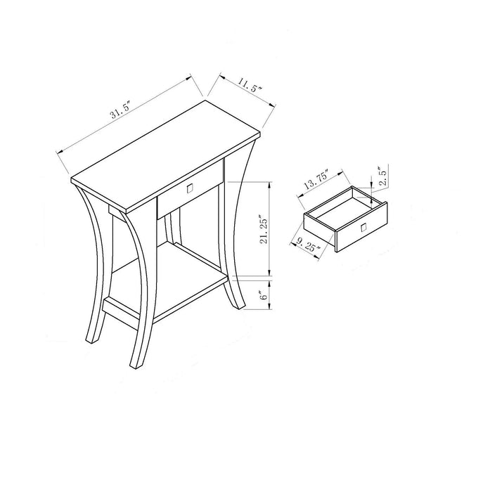 Accent Console, Hallway Table With Small Drawer - Red Cocoa