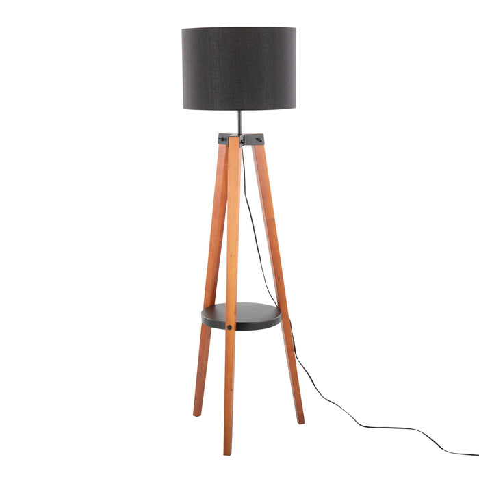 Compass - Mid Century Modern Floor Lamp With Shelf