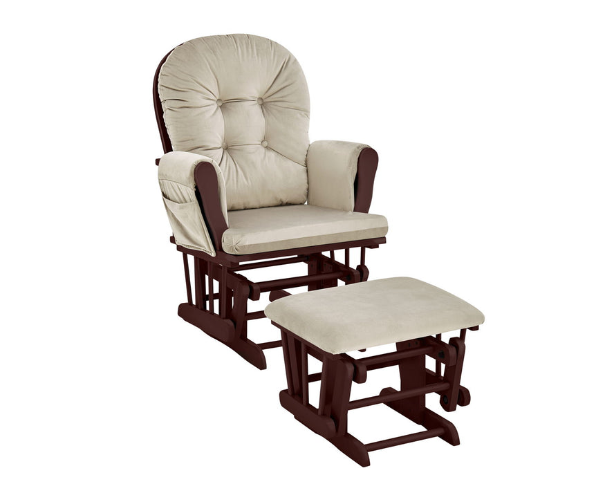 Mason - Glider And Ottoman Espresso Wood - Beige Fabric