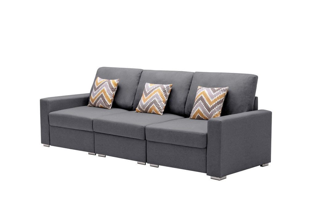 Nolan - Linen Fabric Sofa With Pillows And Interchangeable Legs