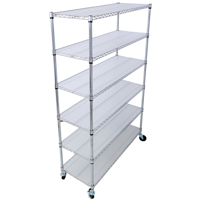 18" 6 Tier 6000Lbs Capacity Nsf Metal Shelf Wire Shelving Unit, Heavy Duty Adjustable Storage Rack With Wheels & Shelf Liners For Commercial Grade Utility Steel Storage Rack - Chrome