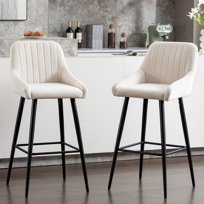 Elegant Lifestyle Modern Bar Stools, Velvet Upholstered Barstools With Back (Set of 2) Bar Chairs For Kitchen Living Room