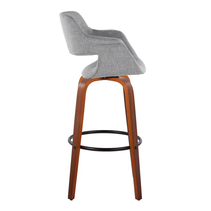 Vintage Flair - Mid Century Modern Fixed Height Barstool With Swivel With Round Footrest (Set of 2)