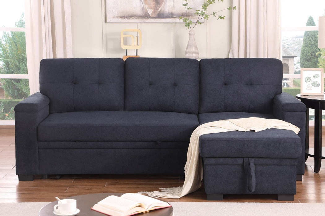 Lucca II  - 84.5"W Reversible Sleeper Sectional Sofa with Storage Chaise