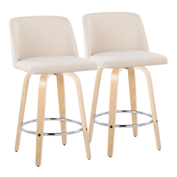 Toriano - Contemporary Fixed-Height Counter Stool With Swivel And Round Footrest (Set of 2)