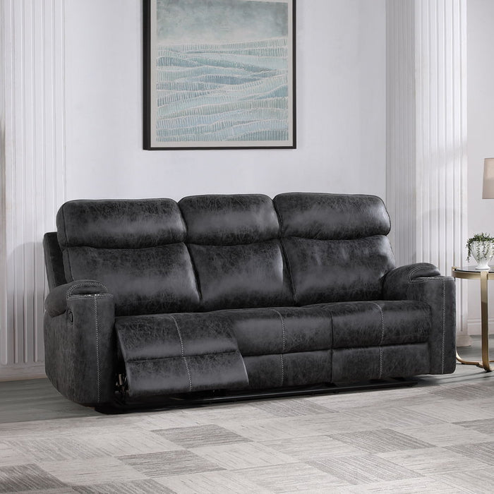 Hirah - Motion Sofa - Dark Gray Polish Microfiber