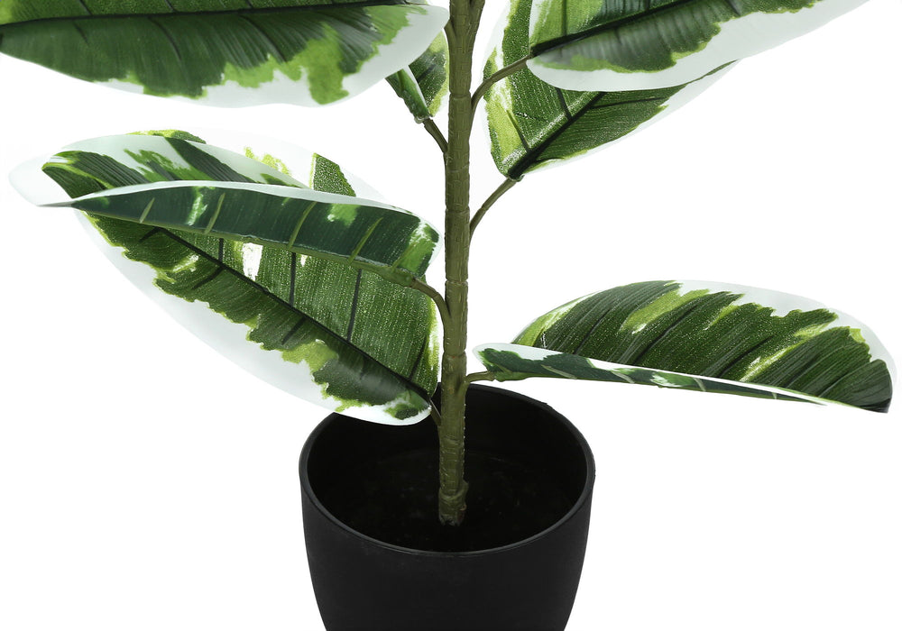 Artificial Plant, 27" Tall, Rubber, Indoor, Faux, Fake, Table, Greenery, Potted, Real Touch, Decorative - Green / Black