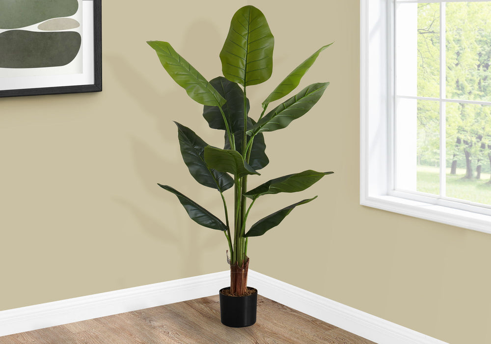 Artificial Plant, 59" Tall, Strelitzia Tree, Indoor, Faux, Fake, Floor, Greenery, Potted, Real Touch, Decorative - Green / Black