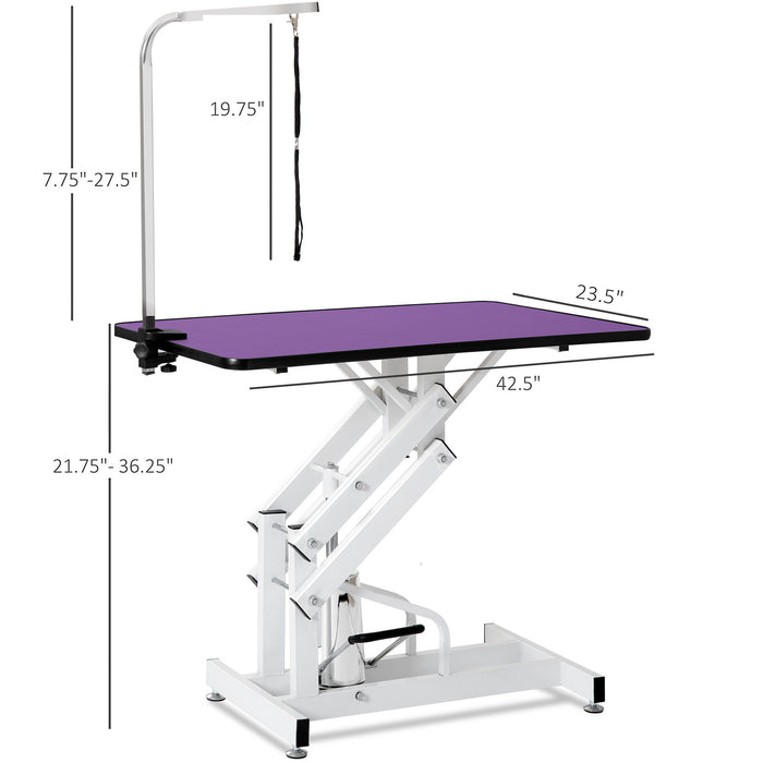 Hydraulic Pet Grooming Table - Purple