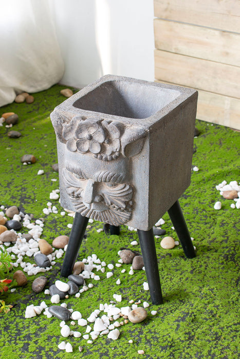 Greek God Statue Planter With Legs - Gray