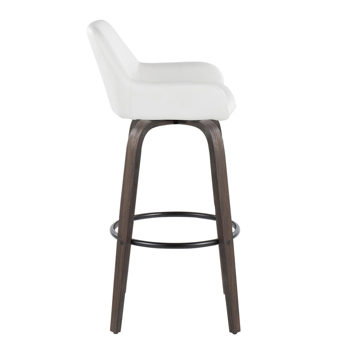 Daniella - Contemporary Fixed Height, Barstool With Swivel With Round Footrest (Set of 2)