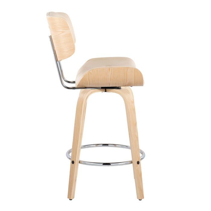 Lombardi - Mid Century Modern Fixed Height Counter Stool With Swivel With Round Footrest (Set of 2)