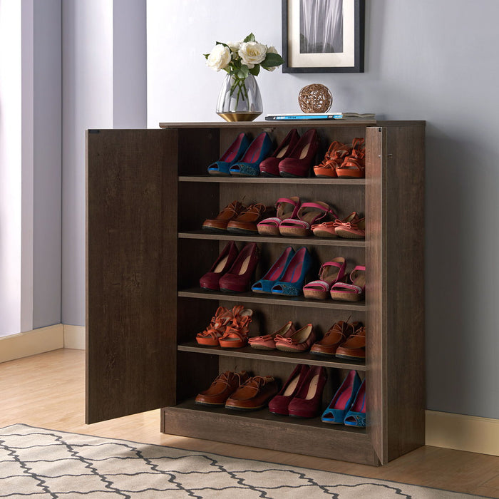 Shoe/Storage Cabinet With Two Doors Five Shelves