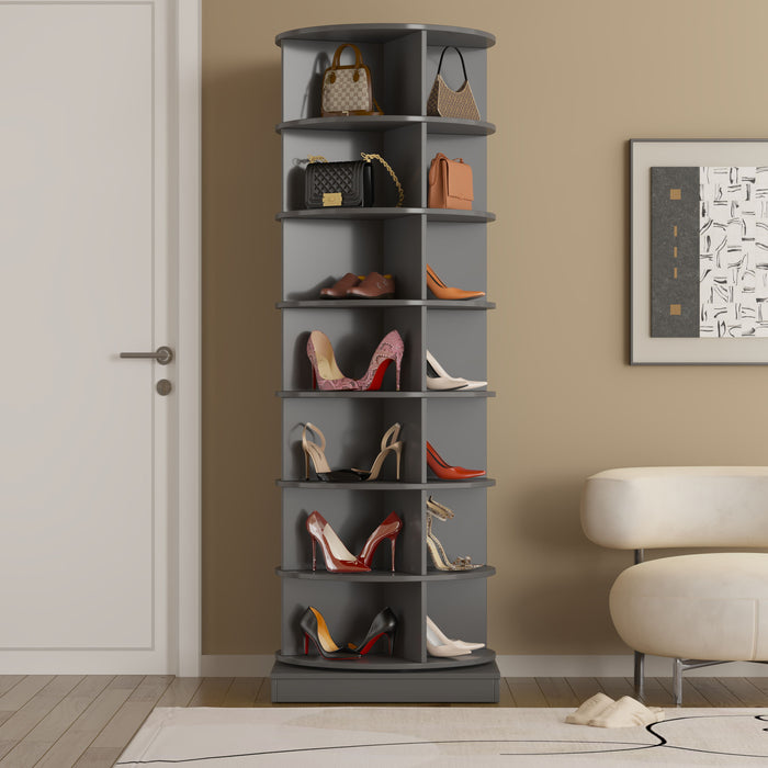 New 360 Rotating Shoe Cabinet 7 Layers Holds Up To 28 Paris Of Shoes