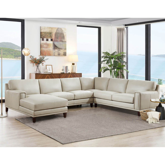 Hayward Leather Left Chaise Sectional - Off White