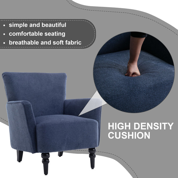 Armchair Modern Accent Sofa Chair With Linen Surface, Leisure Chair With Solid Wood Feet For Living Room Bedroom Studio