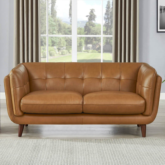 Solana - Leather Loveseat - Cognac