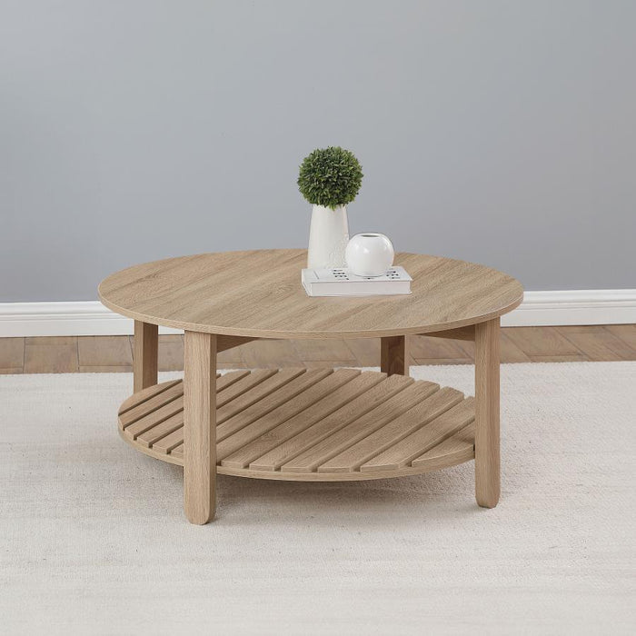 Fowler - 1 Shelf Round Engineered Wood Table