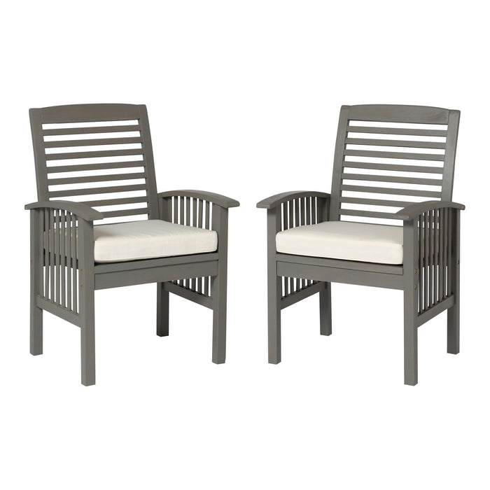 Modern 2 Piece Slat Back Patio Chairs With Cushions