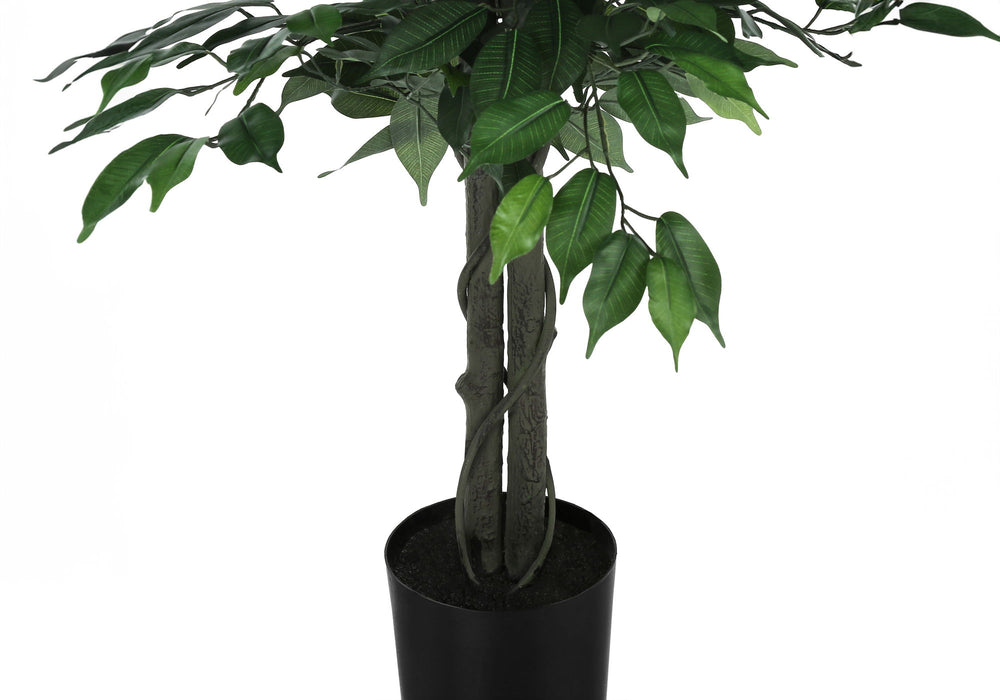 Artificial Plant, 58" Tall, Ficus Tree, Indoor, Faux, Fake, Floor, Greenery, Potted, Decorative - Green / Black