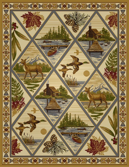 Woodland - GC_RST5202 Cream 5' x 7' Lodge Area Rug