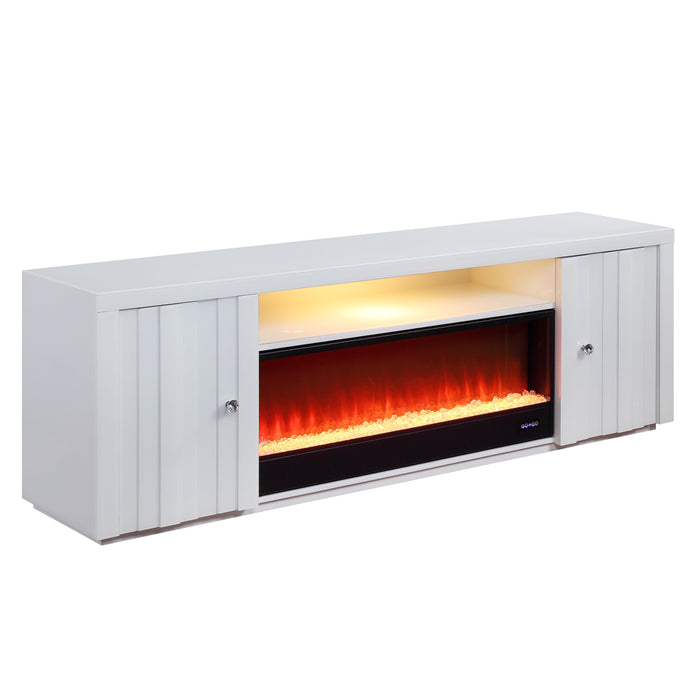 Reid - TV Stand With Fireplace And Speaker - White