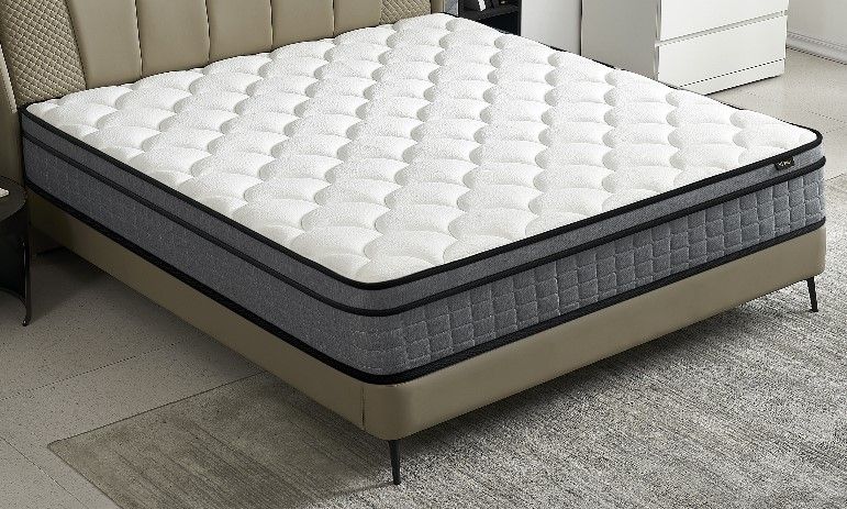 12" Hybrid Pillow Top Mattress A Box With Gel Infused Memory Foam, Breathable And Hypoallergenic, Medium Firm For Lumbar Support