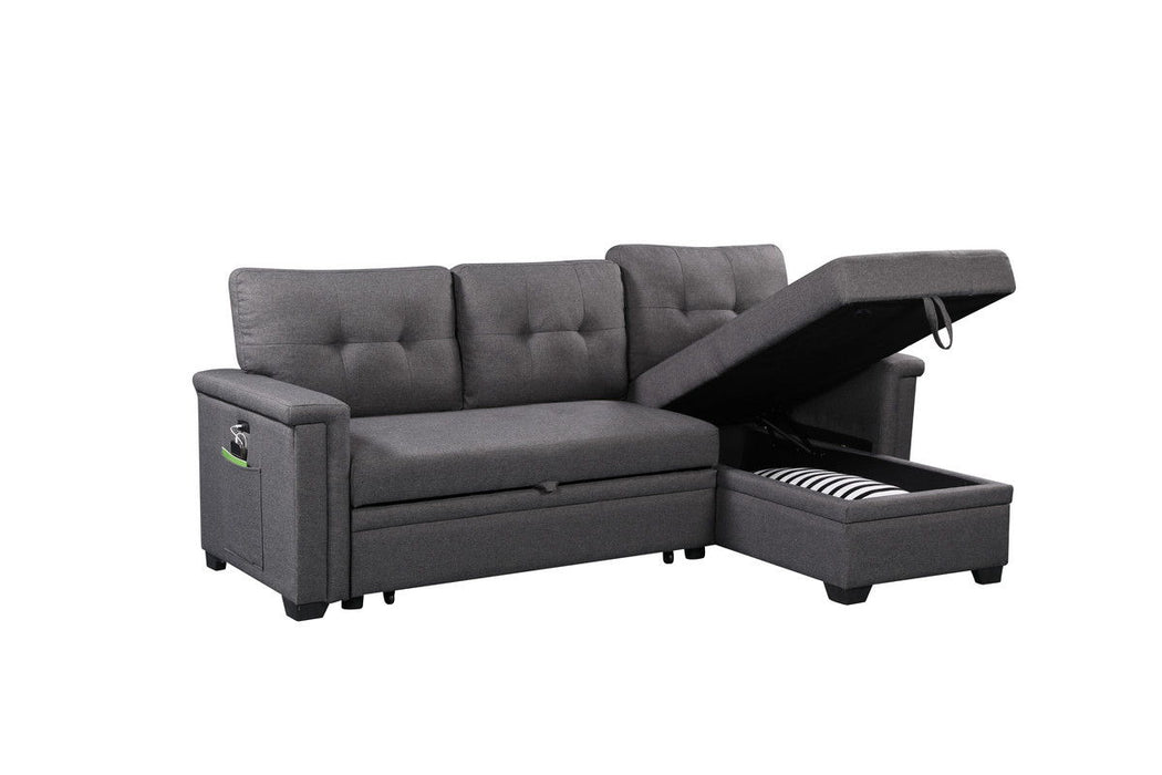 Ashlyn - Reversible Sleeper Sectional Sofa With Storage Chaise, USB Charging Ports And Pocket