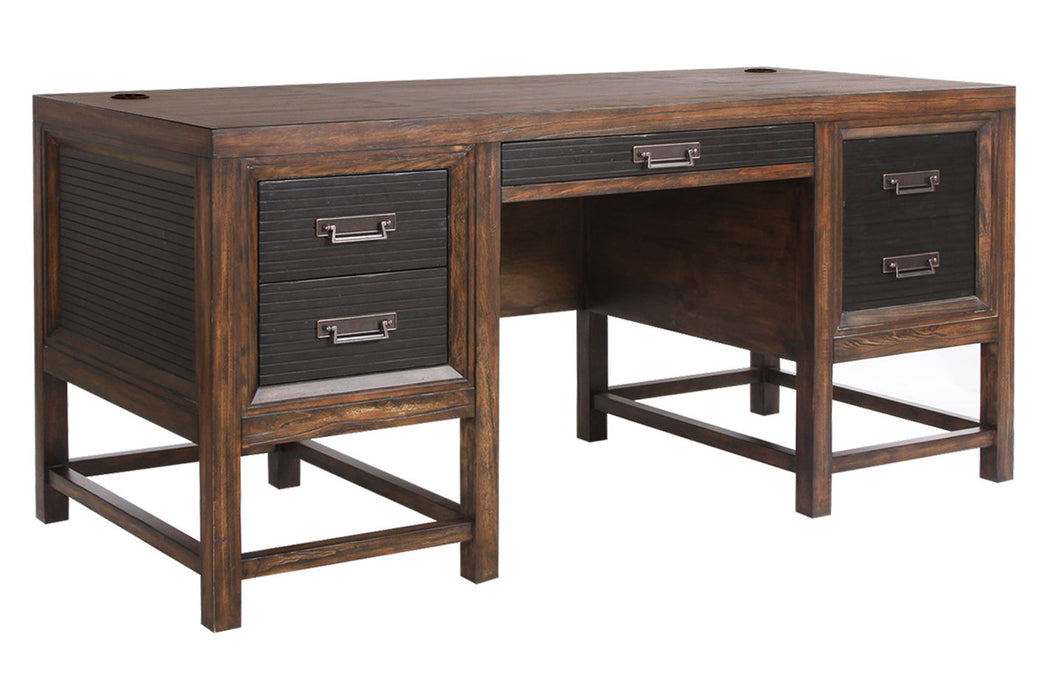 Branson - Pedestal Desk - Two-Toned Rustic Buckeye