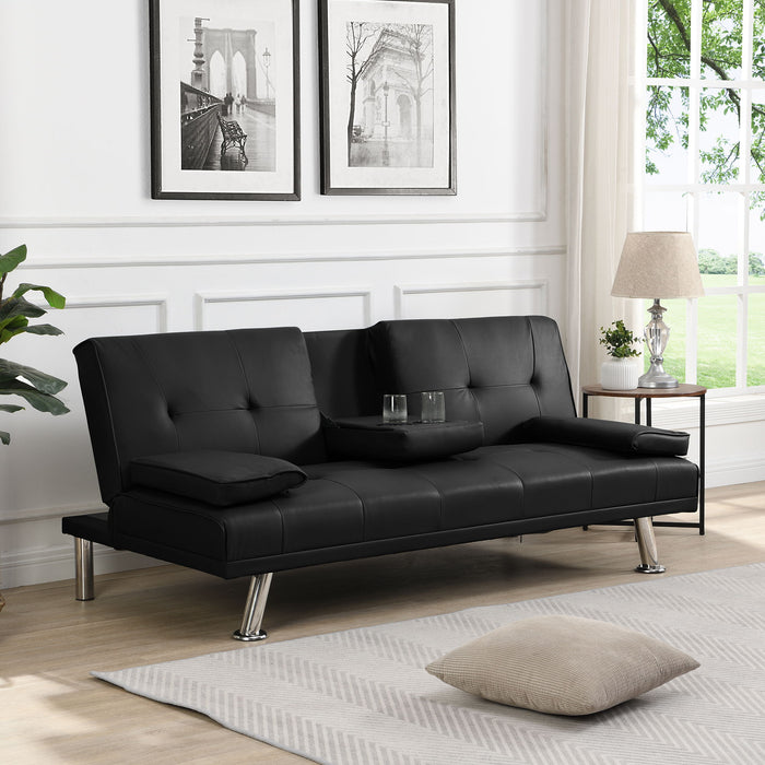 Futon Sofa Bed With Armrest Two Holders