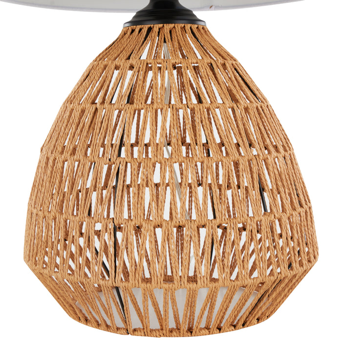 Congo - Contemporary Rattan Table Lamp - Natural / Matte Black / White