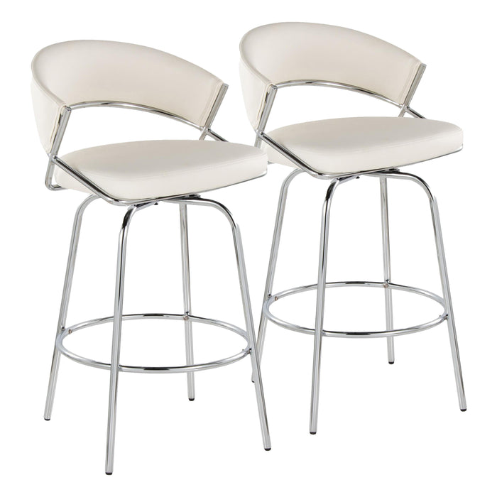 Jie - Fixed Height, Contemporary Counter Stool With Swivel Round Footrest (Set of 2)