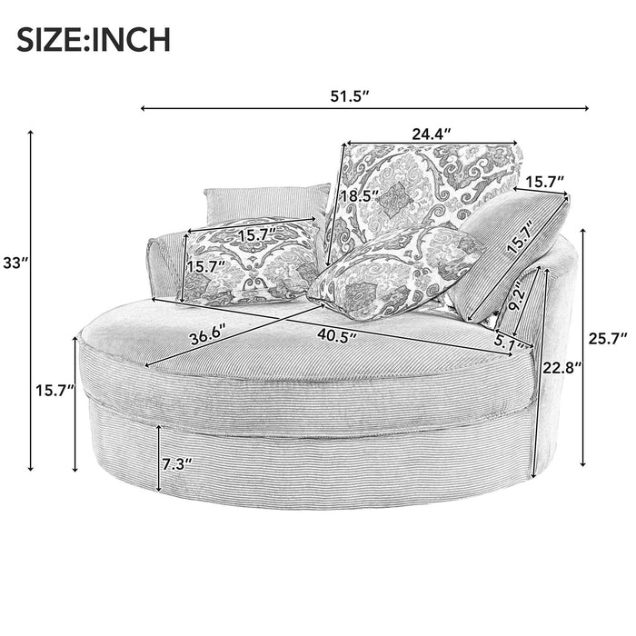 Swivel Accent Barrel Chair With 5 Movable Pillow 360° Swivel Round Sofa Chair For Living Room, Bedroom, Hotel