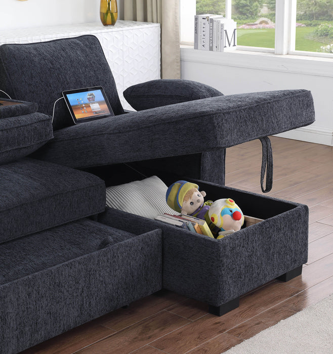 Mackenzie - Chenille Fabric Sleeper Sectional With Right-Facing Storage Chaise