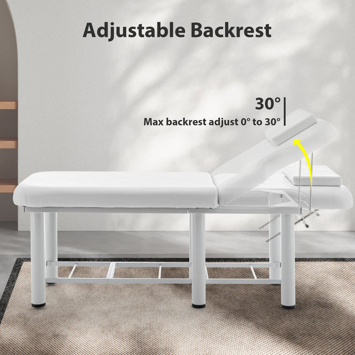 Professioanl Massage Table, Backrest Adjustable, Removable Headrest, Bottom Shelf Storage, Memory Foam Layer Salon Bed