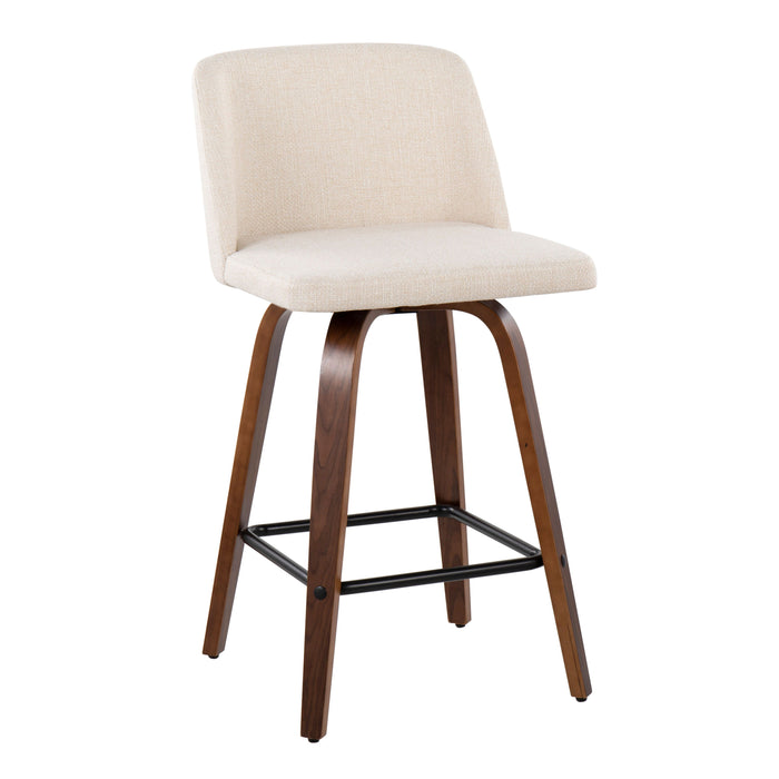 Toriano - Mid Century Modern Fixed Height Counter Stool & Square Footrest (Set of 2)