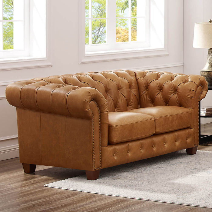 Kingston - Waxy Pull Up Leather Loveseat - Brown