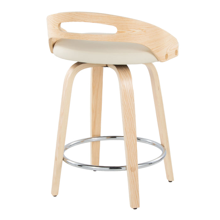 Cassis - Mid Century Modern Fixed Height Counter Stool With Swivel With Round Footrest (Set of 2)