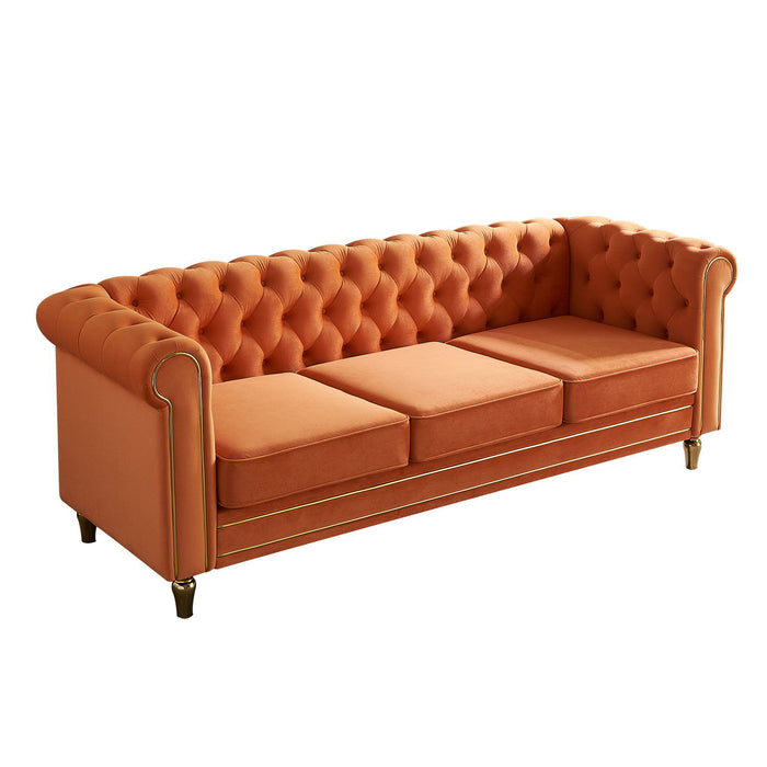 Chesterfield - Velvet Sofa 84.65" For Living Room