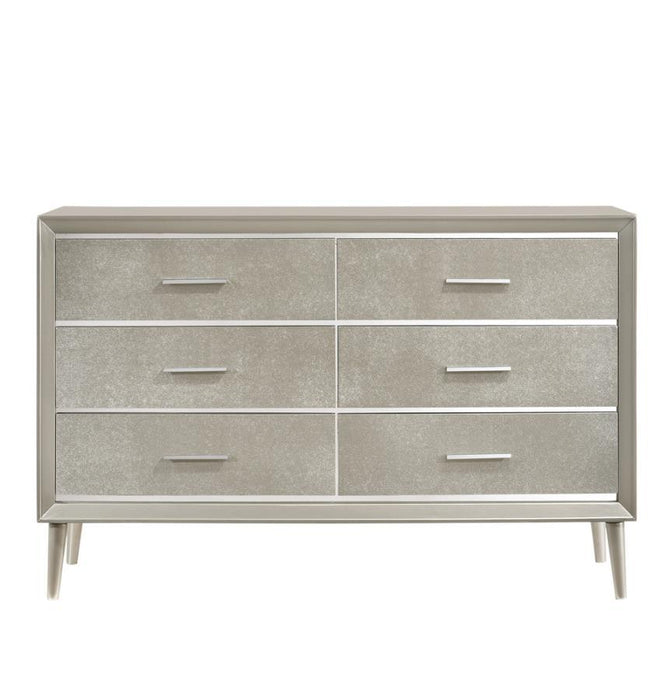 Ramon - 6-Drawer Dresser - Metallic Sterling